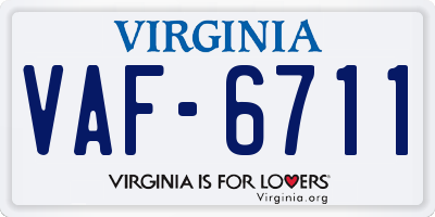 VA license plate VAF6711