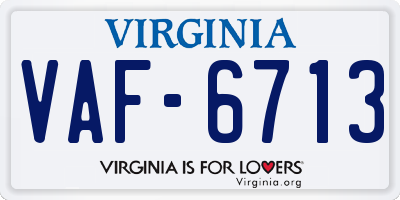 VA license plate VAF6713