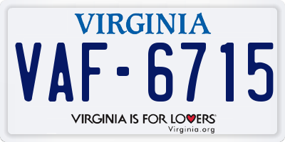 VA license plate VAF6715