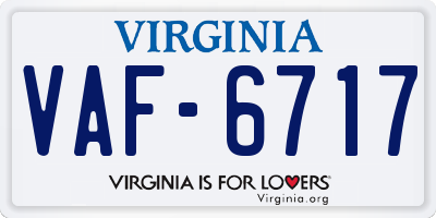 VA license plate VAF6717
