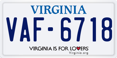 VA license plate VAF6718