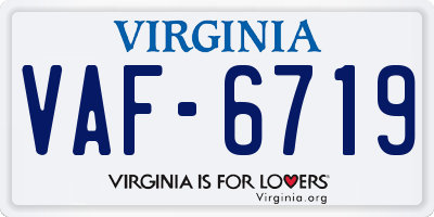 VA license plate VAF6719