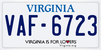 VA license plate VAF6723