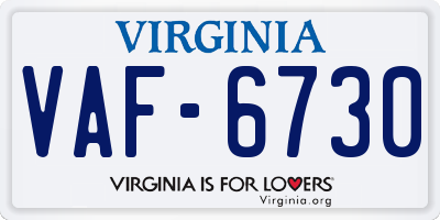 VA license plate VAF6730