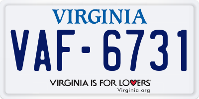 VA license plate VAF6731