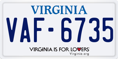 VA license plate VAF6735