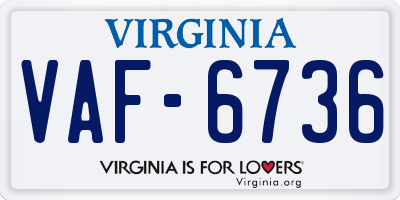 VA license plate VAF6736