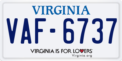 VA license plate VAF6737