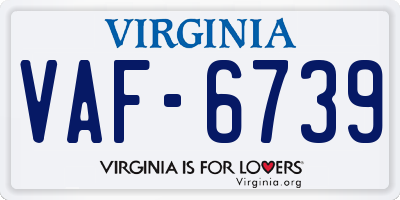 VA license plate VAF6739