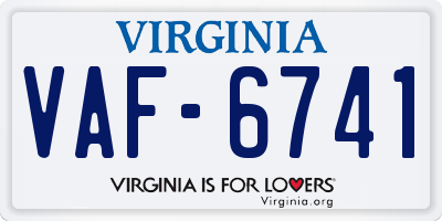 VA license plate VAF6741