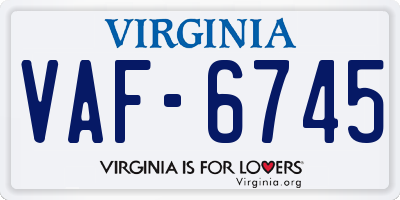 VA license plate VAF6745