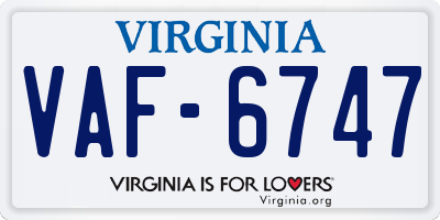 VA license plate VAF6747
