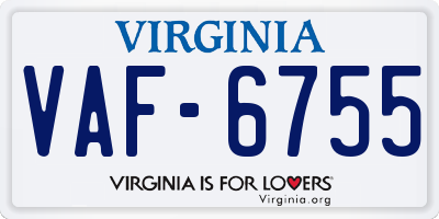 VA license plate VAF6755