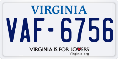 VA license plate VAF6756