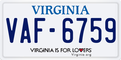 VA license plate VAF6759