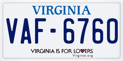 VA license plate VAF6760