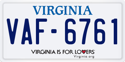 VA license plate VAF6761