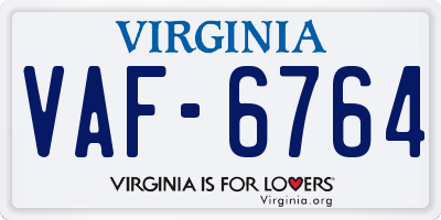 VA license plate VAF6764
