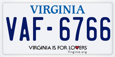 VA license plate VAF6766