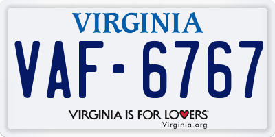VA license plate VAF6767