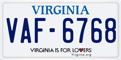 VA license plate VAF6768