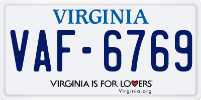 VA license plate VAF6769