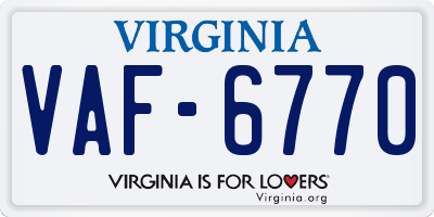 VA license plate VAF6770
