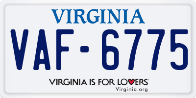 VA license plate VAF6775