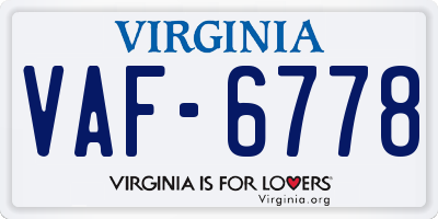 VA license plate VAF6778