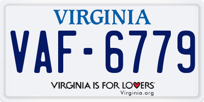 VA license plate VAF6779