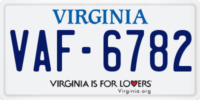 VA license plate VAF6782