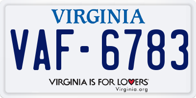 VA license plate VAF6783