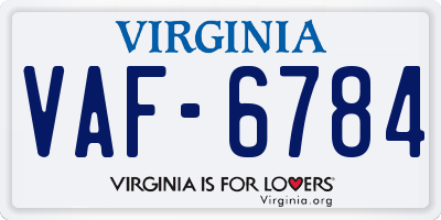 VA license plate VAF6784