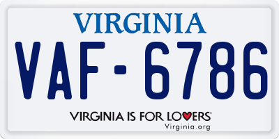 VA license plate VAF6786