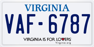 VA license plate VAF6787