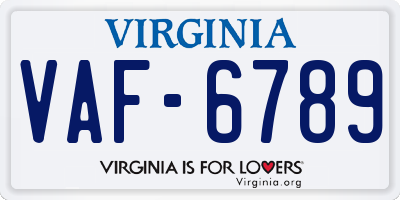 VA license plate VAF6789