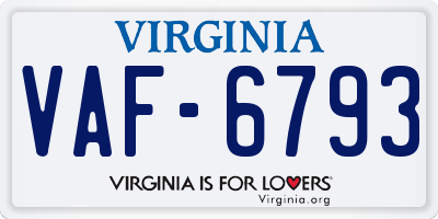 VA license plate VAF6793