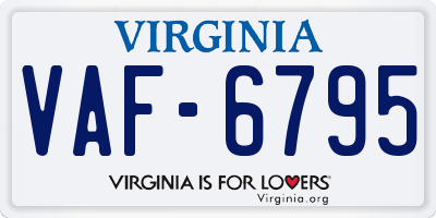 VA license plate VAF6795