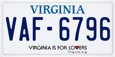 VA license plate VAF6796