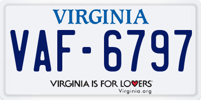 VA license plate VAF6797