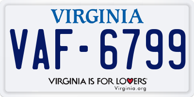 VA license plate VAF6799