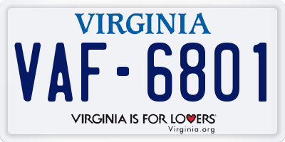 VA license plate VAF6801
