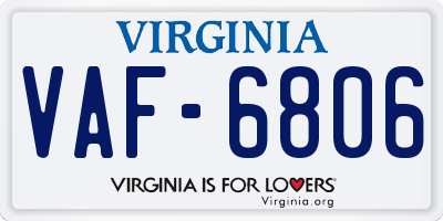 VA license plate VAF6806