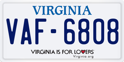VA license plate VAF6808