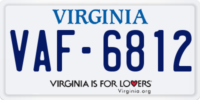 VA license plate VAF6812