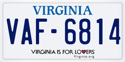 VA license plate VAF6814