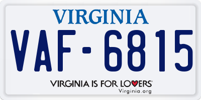 VA license plate VAF6815