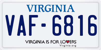 VA license plate VAF6816