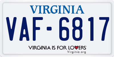 VA license plate VAF6817