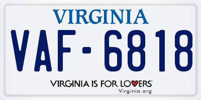 VA license plate VAF6818